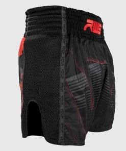 RWS X Venum Muay Thai Kickboxing Short Zwart Rood -Boksen Winkel venum rws x venum muay thai kickboxing short zwart 3