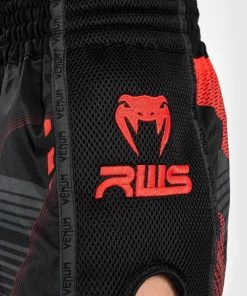 RWS X Venum Muay Thai Kickboxing Short Zwart Rood -Boksen Winkel venum rws x venum muay thai kickboxing short zwart 5