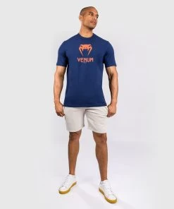 Venum Classic T-shirt Katoen Marineblauw Oranje -Boksen Winkel venum venum classic t shirt katoen marineblauw ora 3