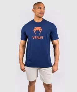 Venum Classic T-shirt Katoen Marineblauw Oranje -Boksen Winkel venum venum classic t shirt katoen marineblauw ora 5