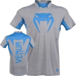 Venum Dry Tech Hurricane X FIT™ T-shirt Grijs Neo Blauw -Boksen Winkel venum venum dry tech hurricane x fit t shirt grijs 2