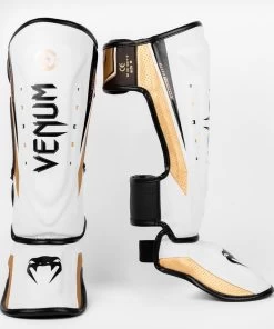 Venum Elite Evo Kickboks Scheenbeschermers Wit Goud -Boksen Winkel venum venum elite evo kickboks scheenbeschermers w 7