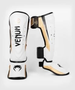 Venum Elite Evo Kickboks Scheenbeschermers Wit Goud -Boksen Winkel venum venum elite evo kickboks scheenbeschermers w 8