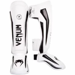 Venum Elite Kickboks Scheenbeschermer Wit Zwart -Boksen Winkel venum venum elite kickboks scheenbeschermer wit zw 2