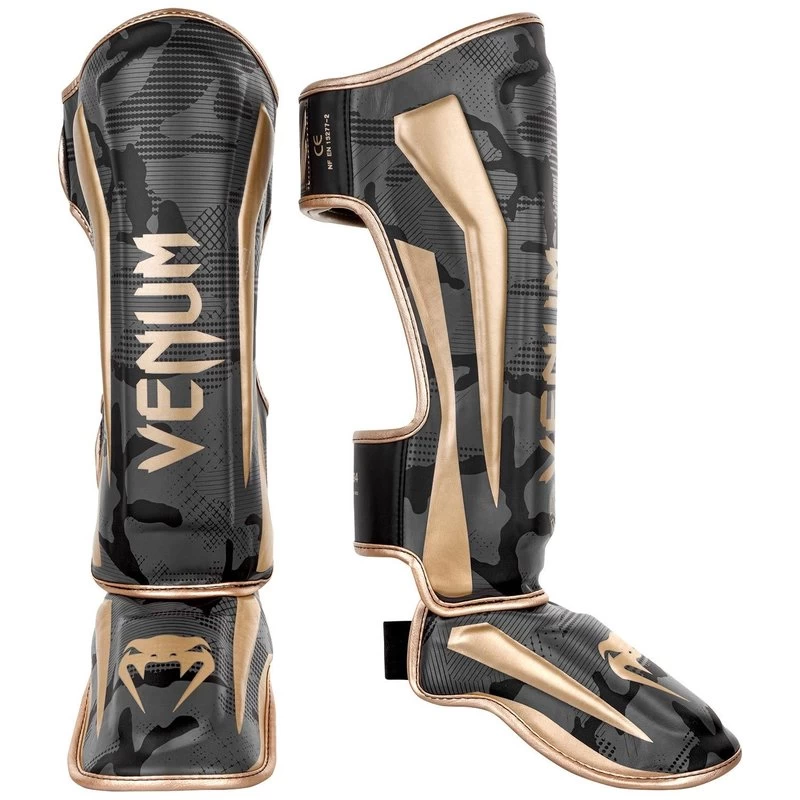 Venum Elite (Kickboks) Scheenbeschermers Dark Camo Gold 3 Venum Elite (Kickboks) Scheenbeschermers Dark Camo Gold