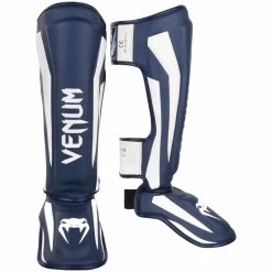 Venum Elite Kickboks Scheenbeschermers Navy Blauw Wit