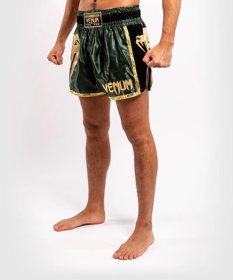 Venum Giant Camo Muay Thai Kickboks Broekje Khaki Goud 4 Venum Giant Camo Muay Thai Kickboks Broekje Khaki Goud - Afbeelding 2