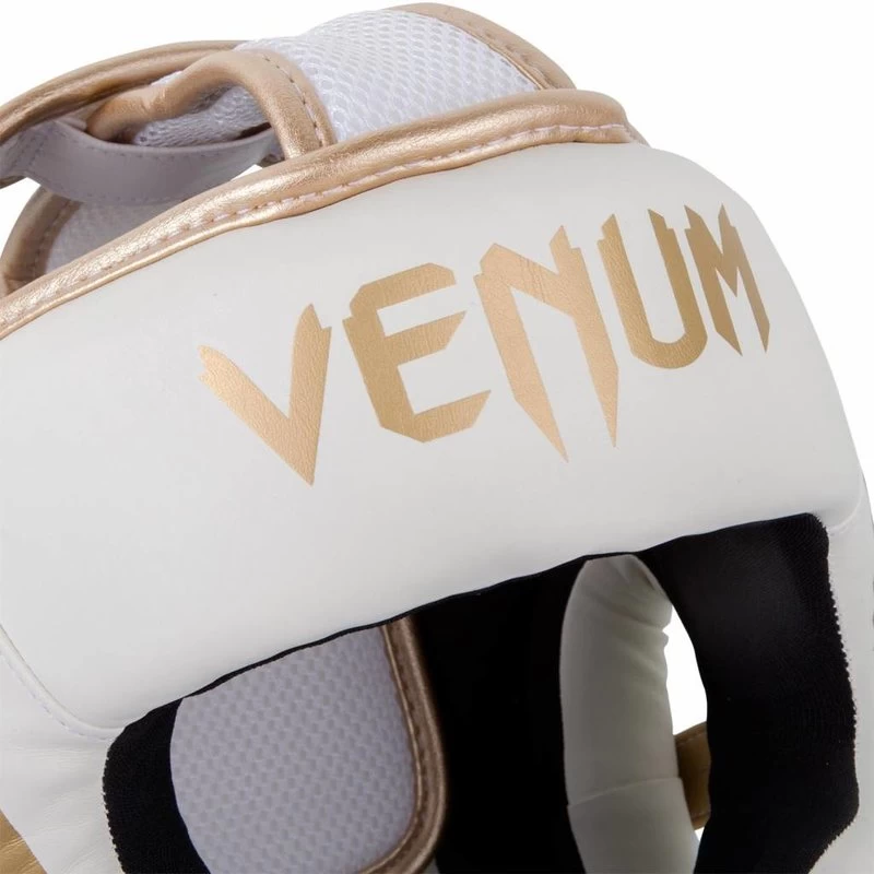 Venum Hoofdbeschermer Elite Headgear Wit Goud 3 Venum Hoofdbeschermer Elite Headgear Wit Goud