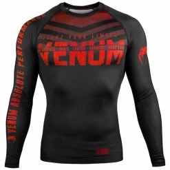 Venum Kleding SIGNATURE Rash Guard L/S Zwart Rood -Boksen Winkel venum venum kleding signature rash guard l s zwart 1