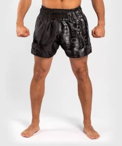 Venum Logos Muay Thai Shorts Zwart Zwart -Boksen Winkel venum venum logos muay thai shorts zwart zwart 2