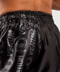 Venum Logos Muay Thai Shorts Zwart Zwart -Boksen Winkel venum venum logos muay thai shorts zwart zwart 3