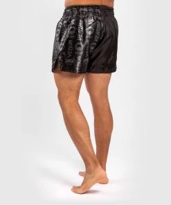 Venum Logos Muay Thai Shorts Zwart Zwart -Boksen Winkel venum venum logos muay thai shorts zwart zwart 4