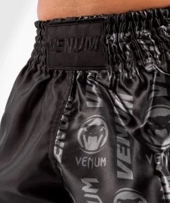 Venum Logos Muay Thai Shorts Zwart Zwart -Boksen Winkel venum venum logos muay thai shorts zwart zwart 5