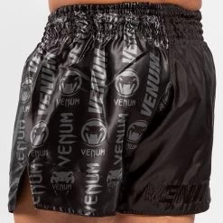 Venum Logos Muay Thai Shorts Zwart Zwart -Boksen Winkel venum venum logos muay thai shorts zwart zwart 7