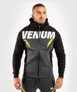 Venum ONE FC Impact Hoody Grijs Geel -Boksen Winkel venum venum one fc impact hoody grijs geel 3
