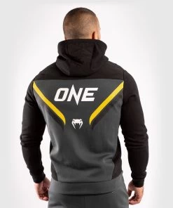 Venum ONE FC Impact Hoody Grijs Geel -Boksen Winkel venum venum one fc impact hoody grijs geel 4
