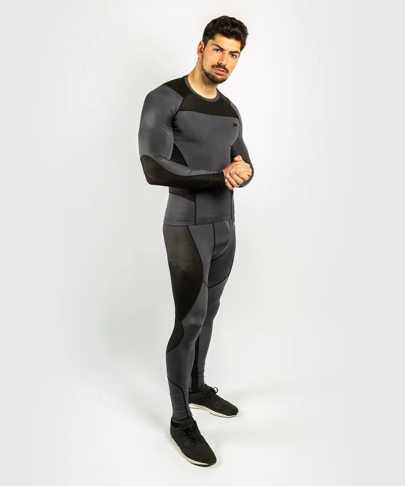 Venum Rashguard G-Fit Compression Shirt L/S Grijs Zwart 8 Venum Rashguard G-Fit Compression Shirt L/S Grijs Zwart - Afbeelding 6